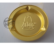 ARBYS Restaurant ASHTRAY Foil Gold tone Round, Unused, Mint Vintage