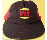 VINTAGE 1980s BURGER KING EMPLOYEE CAP HAT Red Snapback Mesh CREW