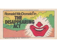 MCDONALD’S 1978 RONALD MCDONALD in The Disappearing Act Vintage Comic