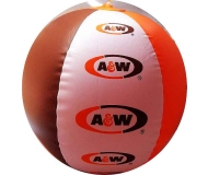 Beach Ball w/ A & W Logo, Vintage Inflateable, White/Orange/Brown, Sealed