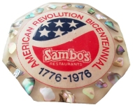 SAMBO’S RESTAURANTS’ AMERICAN REVOLUTION BICENTENNIAL PAPERWEIGHT & COASTER 1776-1976 Vintage