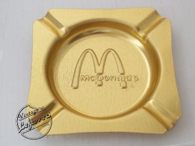 MCDONALDS ASHTRAY Metal Gold tone Square, Unused, Mint Vintage