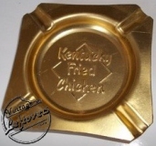 Rare 1970s Ashtray Kentucky Fried Chicken Metal Gold tone Square Used Vintage