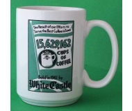 WHITE CASTLE Coffee Mug, 80th Anniversary, White Ceramic with Green
