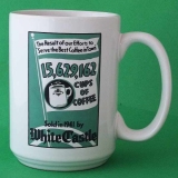 WHITE CASTLE Coffee Mug, 80th Anniversary, White Ceramic with Green