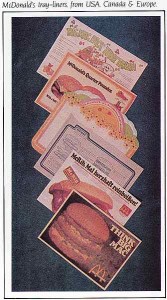 Vintage tray liners from McDonalds Restaurants
